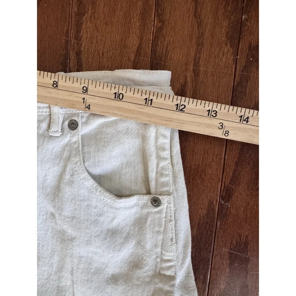Free People One Boho Raw Hem Denim A-Line Midi Skirt Ivory Size 2